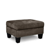 Lantana Chocolate Solid Wood And Plywood Microfiber Velvet Upholstered Tufted Storage Ottoman - Ella Furniture