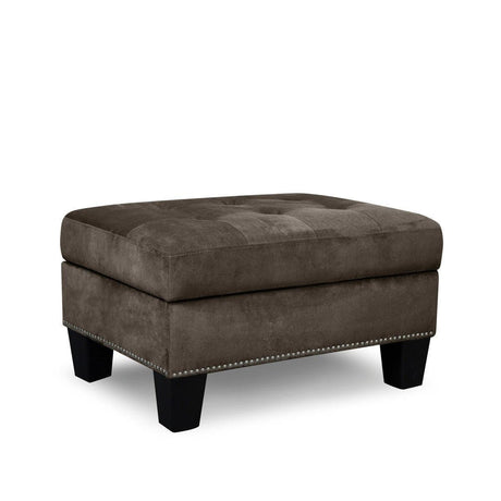 Lantana Chocolate Solid Wood And Plywood Microfiber Velvet Upholstered Tufted Storage Ottoman - Ella Furniture