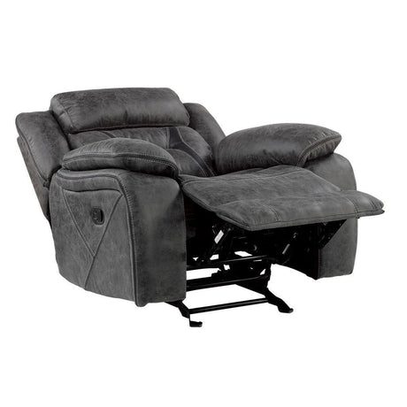 Madrona Hill Gray Solid Wood And Plywood Polished Microfiber Upholstery Glider Reclining Chair - Ella Furniture