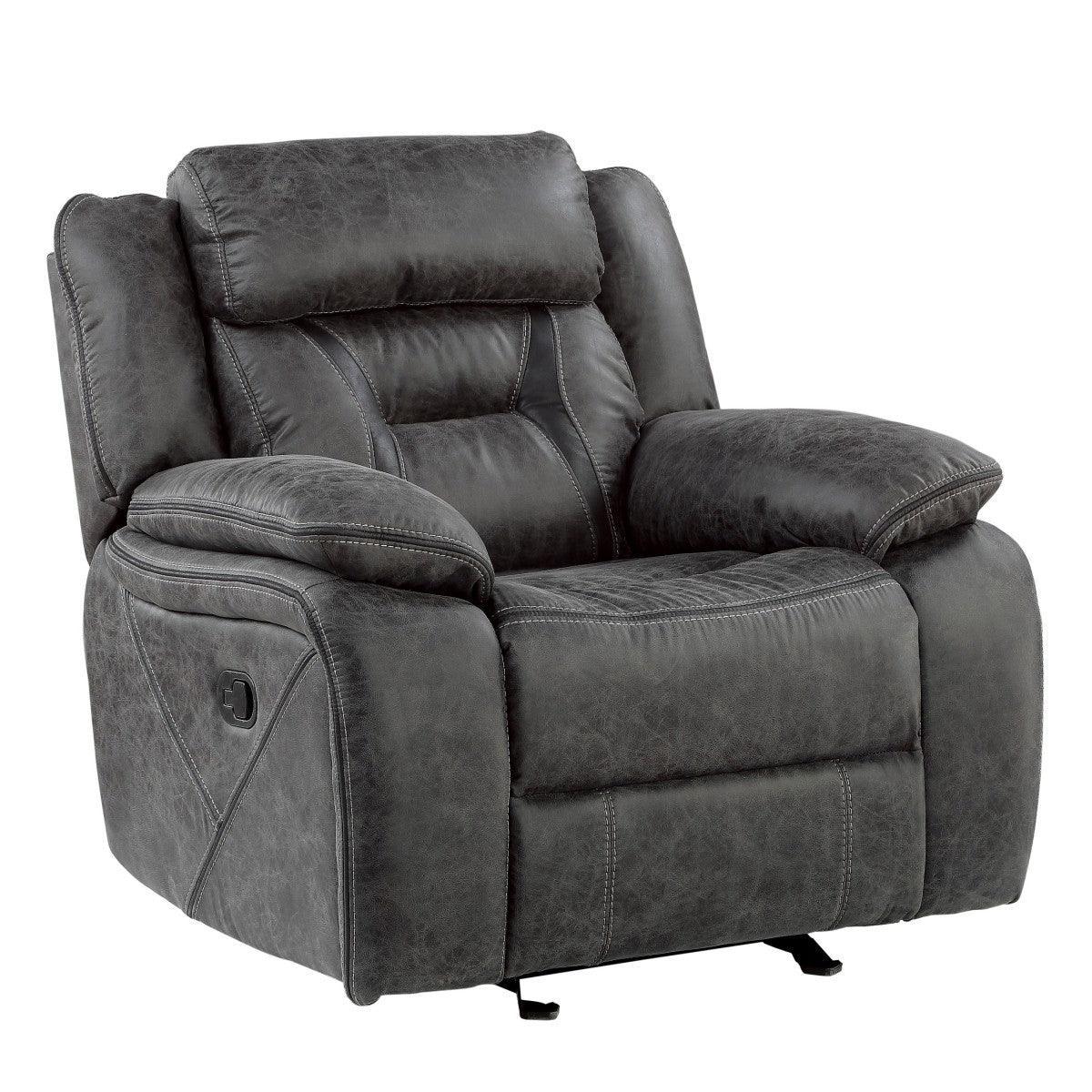 Madrona Hill Gray Solid Wood And Plywood Polished Microfiber Upholstery Glider Reclining Chair - Ella Furniture