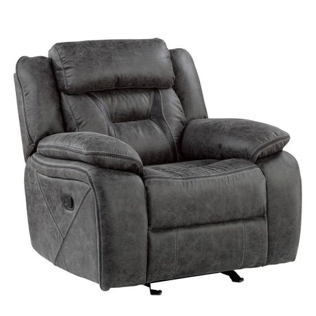Madrona Hill Gray Solid Wood And Plywood Polished Microfiber Upholstery Glider Reclining Chair - Ella Furniture