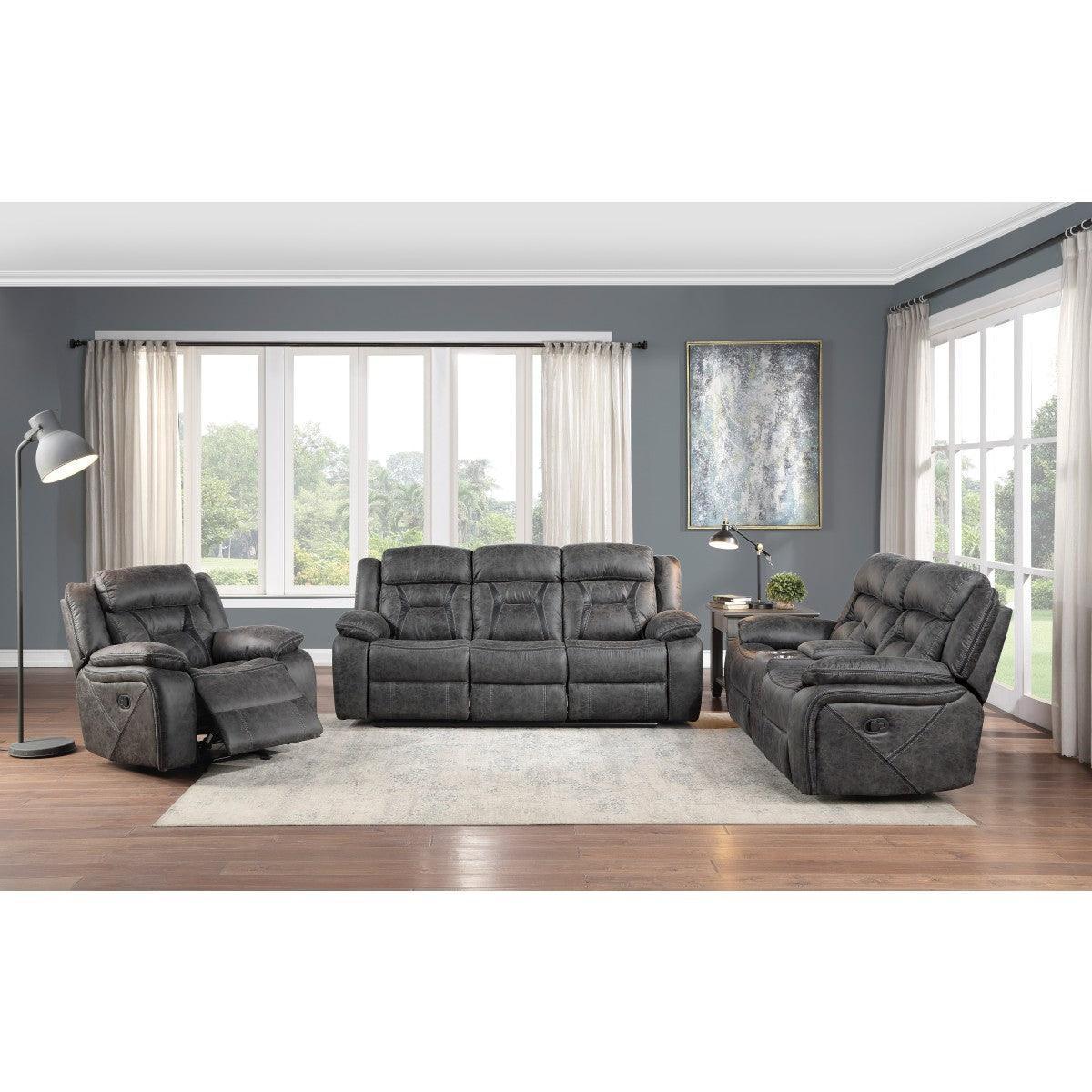 Madrona Hill Gray Solid Wood And Plywood Polished Microfiber Upholstery Glider Reclining Chair - Ella Furniture
