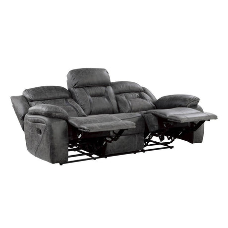 Madrona Hill Gray Solid Wood And Plywood Polished Microfiber Upholstery Double Reclining Sofa - Ella Furniture