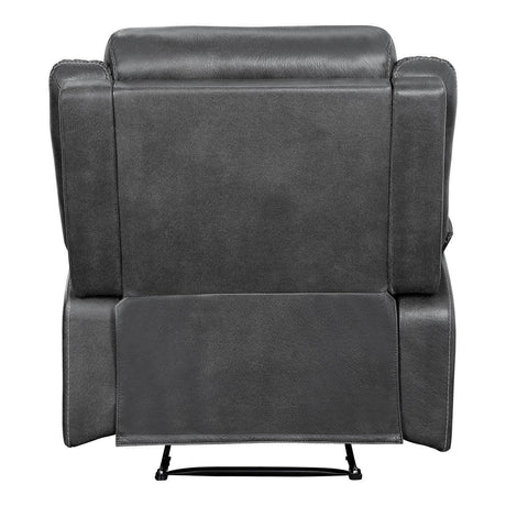 Yerba Dark Gray Solid Wood And Plywood Lay Flat Polished Microfiber Upholstered Reclining Chair - Ella Furniture