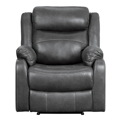 Yerba Dark Gray Solid Wood And Plywood Lay Flat Polished Microfiber Upholstered Reclining Chair - Ella Furniture