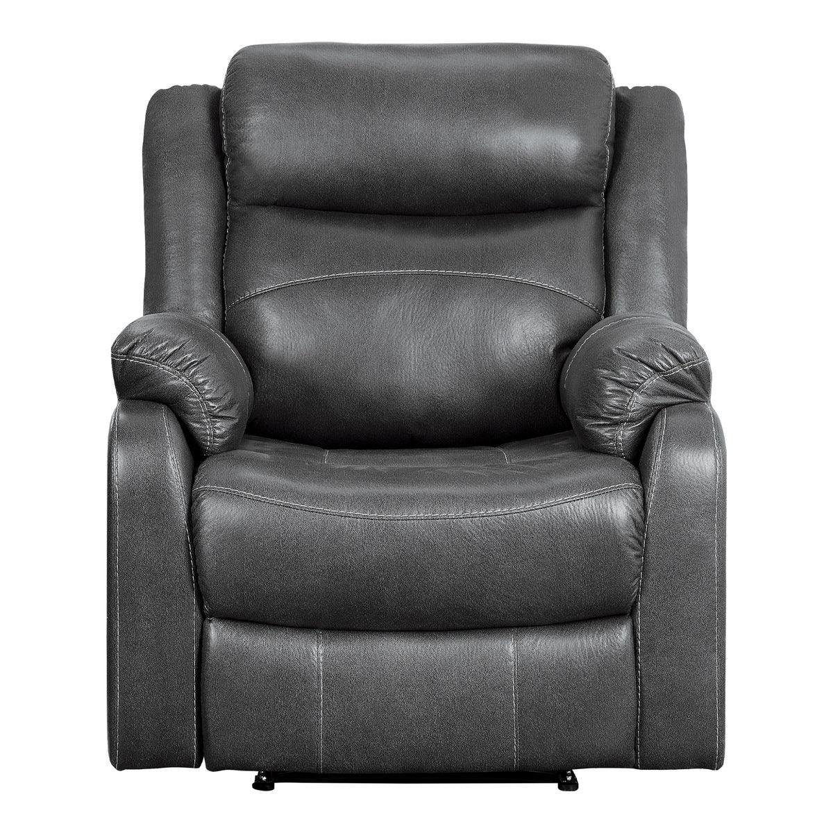 Yerba Dark Gray Solid Wood And Plywood Lay Flat Polished Microfiber Upholstered Reclining Chair - Ella Furniture