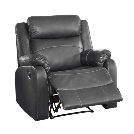 Yerba Dark Gray Solid Wood And Plywood Lay Flat Polished Microfiber Upholstered Reclining Chair - Ella Furniture
