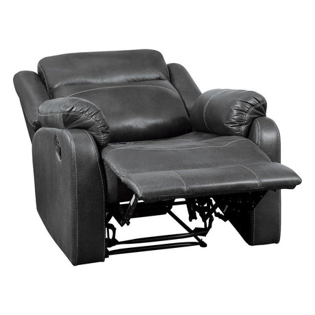 Yerba Dark Gray Solid Wood And Plywood Lay Flat Polished Microfiber Upholstered Reclining Chair - Ella Furniture