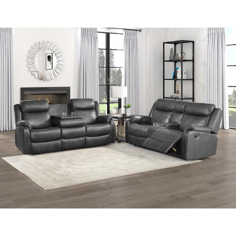 Yerba Dark Gray Solid Wood, Plywood Polished Microfiber Upholstery Double Lay Flat Reclining Sofa - Ella Furniture
