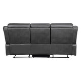Yerba Dark Gray Solid Wood, Plywood Polished Microfiber Upholstery Double Lay Flat Reclining Sofa - Ella Furniture