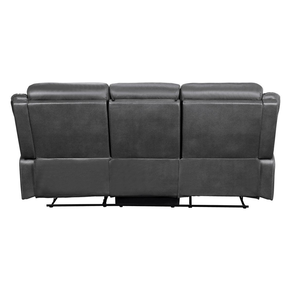 Yerba Dark Gray Solid Wood, Plywood Polished Microfiber Upholstery Double Lay Flat Reclining Sofa - Ella Furniture