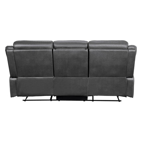 Yerba Dark Gray Solid Wood, Plywood Polished Microfiber Upholstery Double Lay Flat Reclining Sofa - Ella Furniture