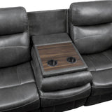 Yerba Dark Gray Solid Wood, Plywood Polished Microfiber Upholstery Double Lay Flat Reclining Sofa - Ella Furniture