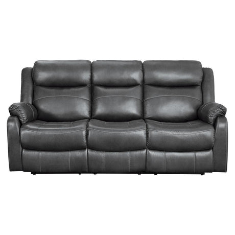 Yerba Dark Gray Solid Wood, Plywood Polished Microfiber Upholstery Double Lay Flat Reclining Sofa - Ella Furniture