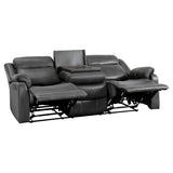 Yerba Dark Gray Solid Wood, Plywood Polished Microfiber Upholstery Double Lay Flat Reclining Sofa - Ella Furniture
