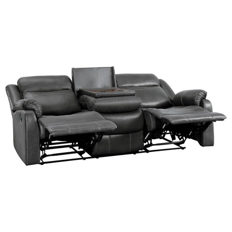 Yerba Dark Gray Solid Wood, Plywood Polished Microfiber Upholstery Double Lay Flat Reclining Sofa - Ella Furniture