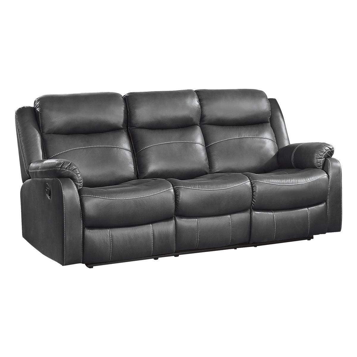 Yerba Dark Gray Solid Wood, Plywood Polished Microfiber Upholstery Double Lay Flat Reclining Sofa - Ella Furniture