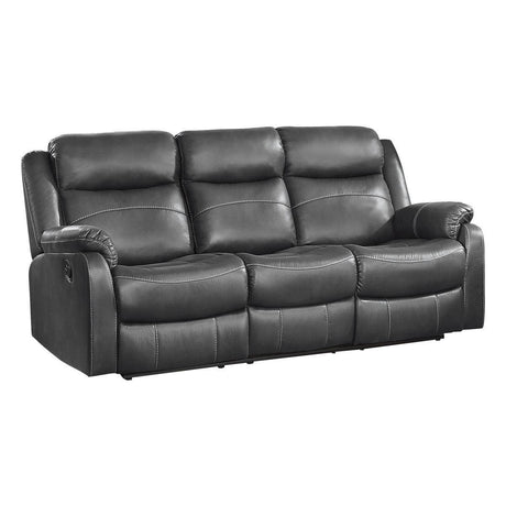 Yerba Dark Gray Solid Wood, Plywood Polished Microfiber Upholstery Double Lay Flat Reclining Sofa - Ella Furniture