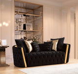 Sofia Black Velvet Sofa & Loveseat - Ella Furniture