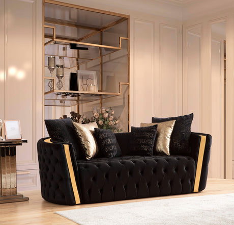 Sofia Black Velvet Sofa & Loveseat - Ella Furniture