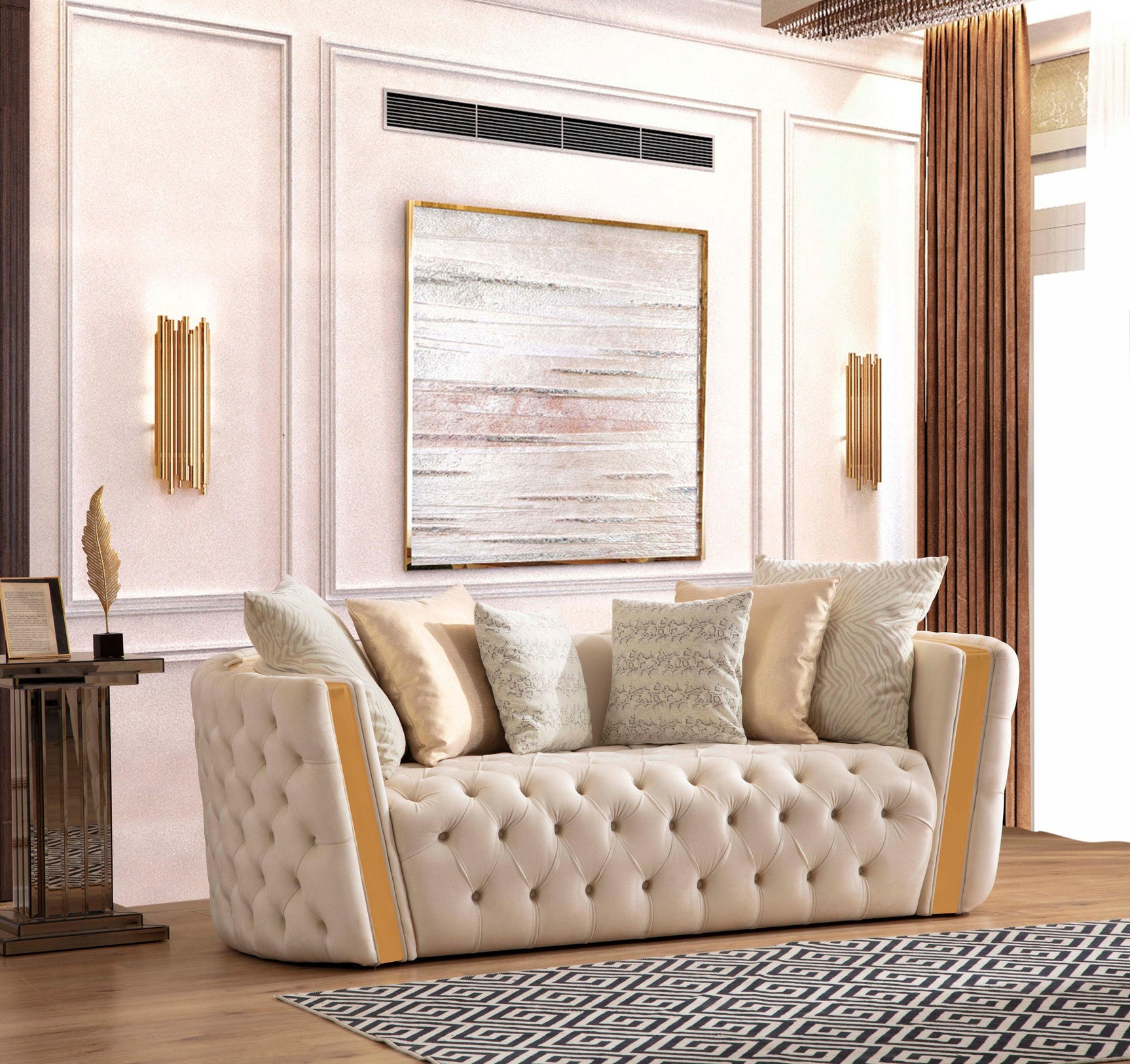 Sofia Ivory Velvet Sofa & Loveseat - Ella Furniture
