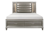 Tamsin Silver Gray Solid Wood Faux Leather Upholstered LED Storage Platform Bedroom Set - Ella Furniture
