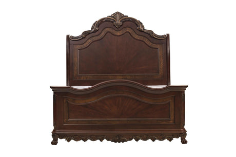 Deryn Park Cherry Modern Sleek Traditional Solid Hardwood Sleigh Bedroom Set - Ella Furniture