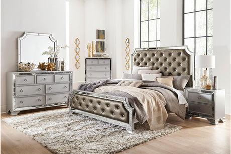 Avondale Silver Modern Contemporary Wood Polyurethane Upholstered Tufted Panel Bedroom Set - Ella Furniture