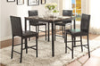 Tempe Brown Solid Wood Leather Seat Faux Marble Top Counter Height Rectangular Dining Room Set - Ella Furniture