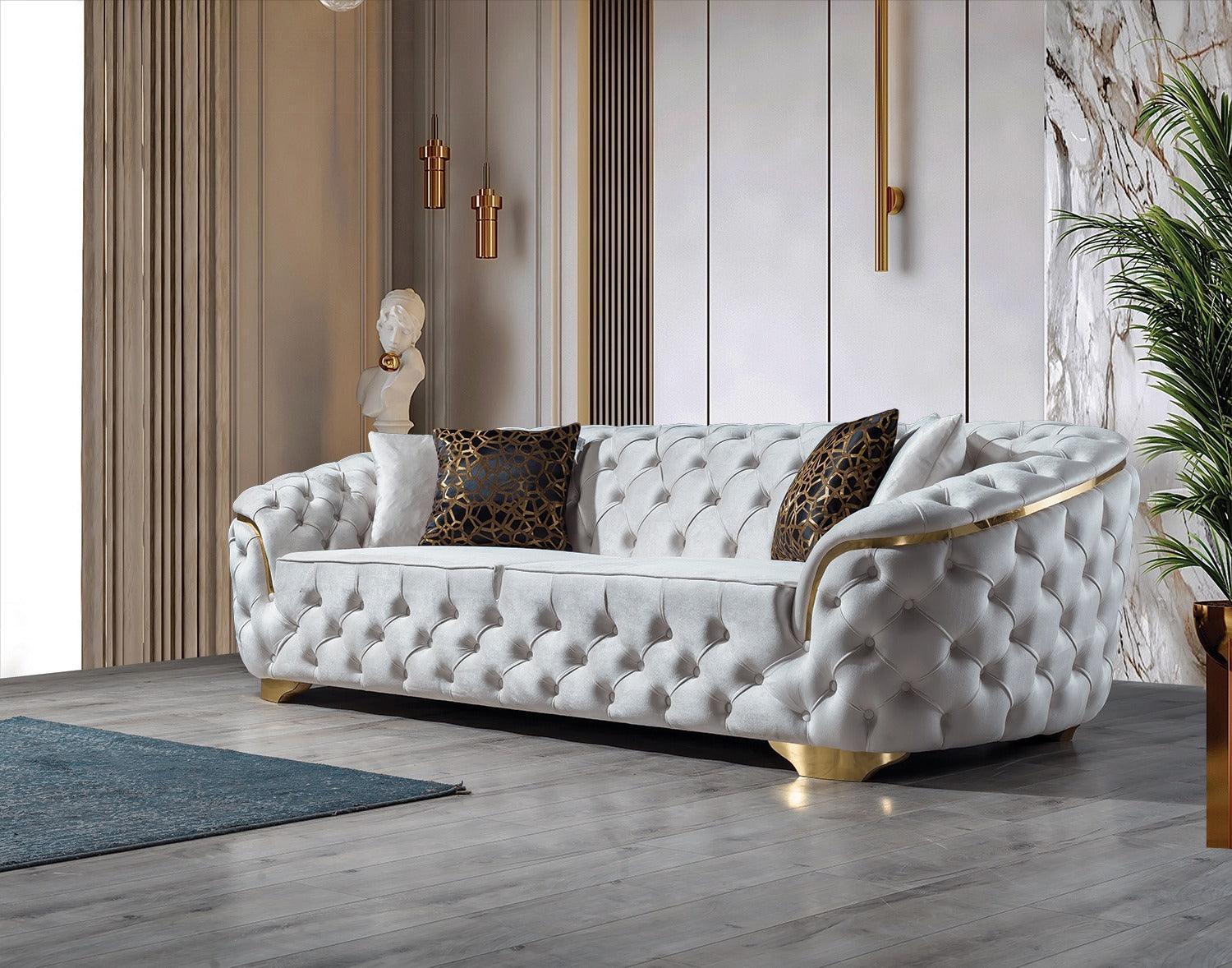 Scarlett Ivory Velvet Sofa & Loveseat - Ella Furniture