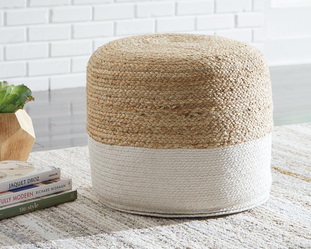 Sweed Valley Natural/white Pouf - Ella Furniture