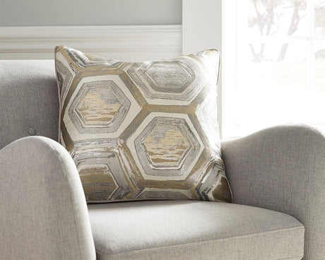 Meiling Metallic Pillow Set of 4, front view showing hexagon pattern