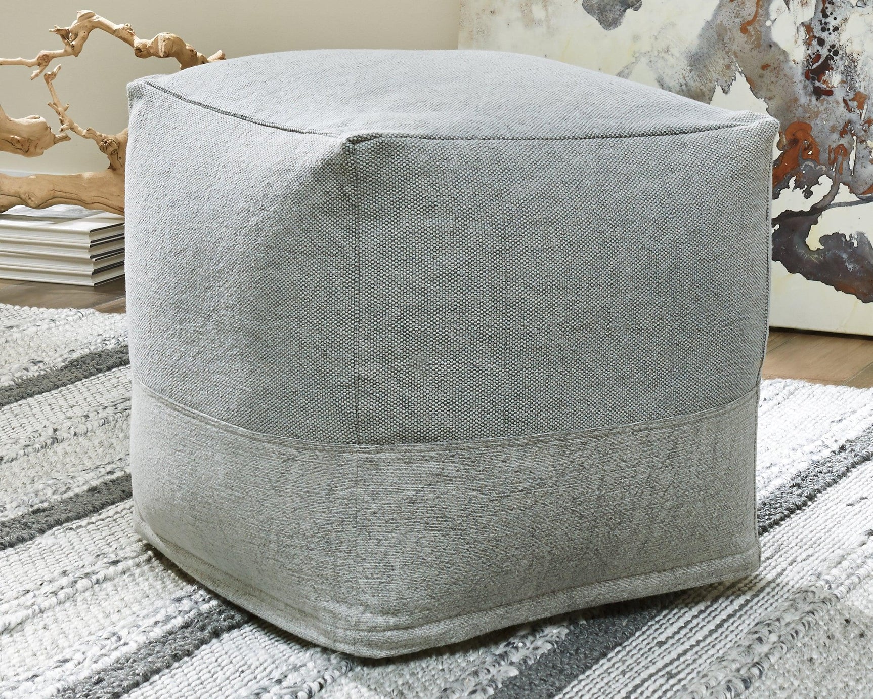 Mabyn Gray Pouf - Ella Furniture