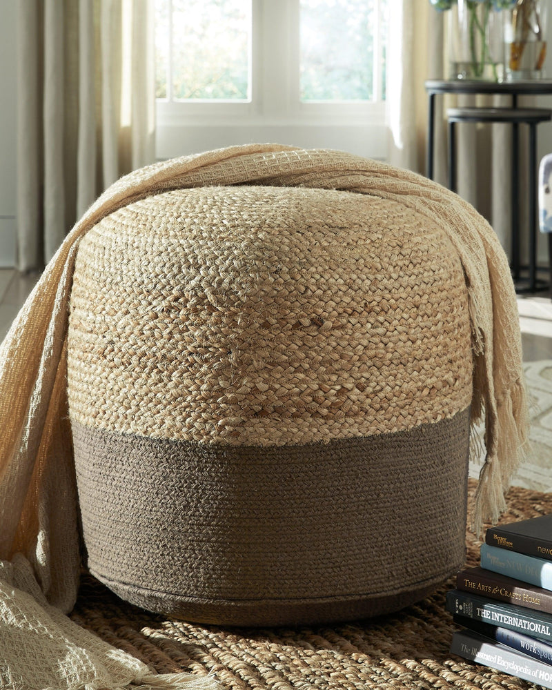 Sweed Valley Natural/charcoal Pouf - Ella Furniture