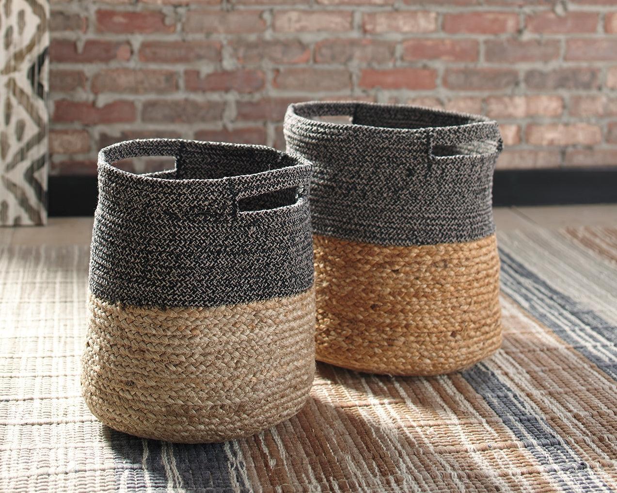 Parrish Natural/black Basket (Set Of 2) - Ella Furniture