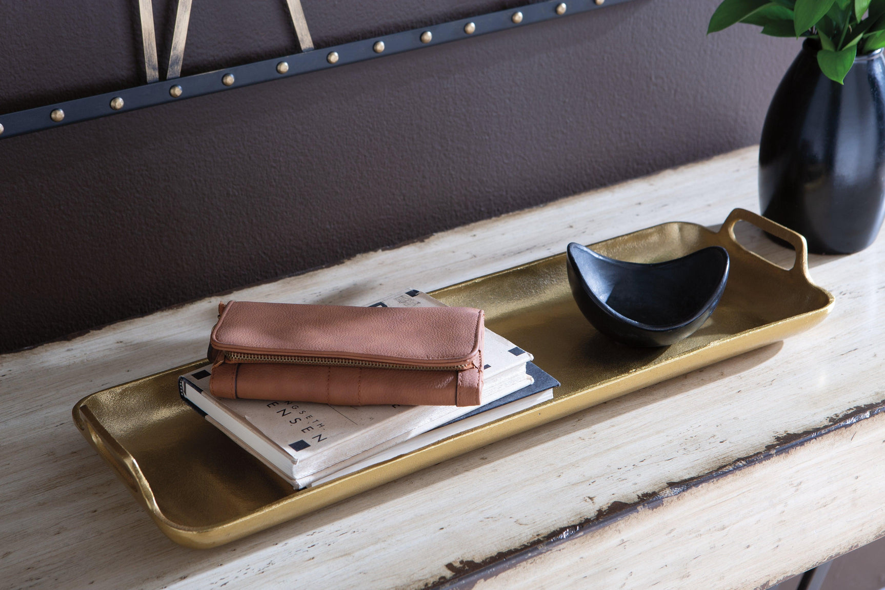Posy Gold Finish Tray - Ella Furniture
