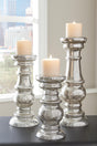 Rosario Silver Finish Candle Holder (Set Of 3) - Ella Furniture