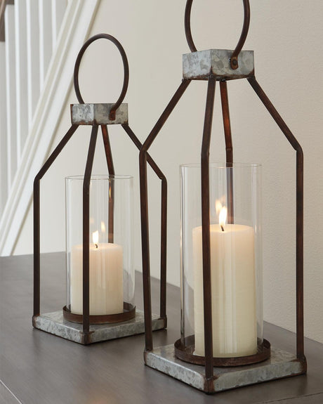 Diedrick Gray/black Lantern (Set Of 2) - Ella Furniture