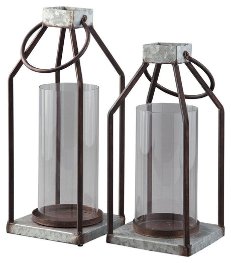 Diedrick Gray/black Lantern (Set Of 2) - Ella Furniture
