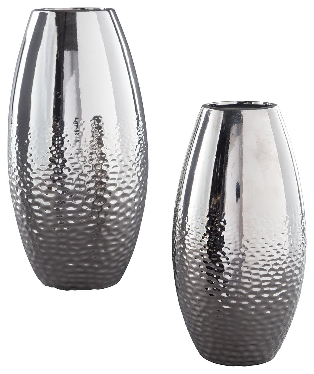 Dinesh Silver Finish Vase (Set Of 2) - Ella Furniture