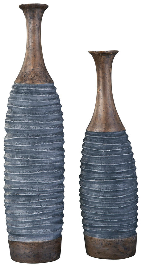 Blayze Antique Gray/brown Vase (Set Of 2) - Ella Furniture