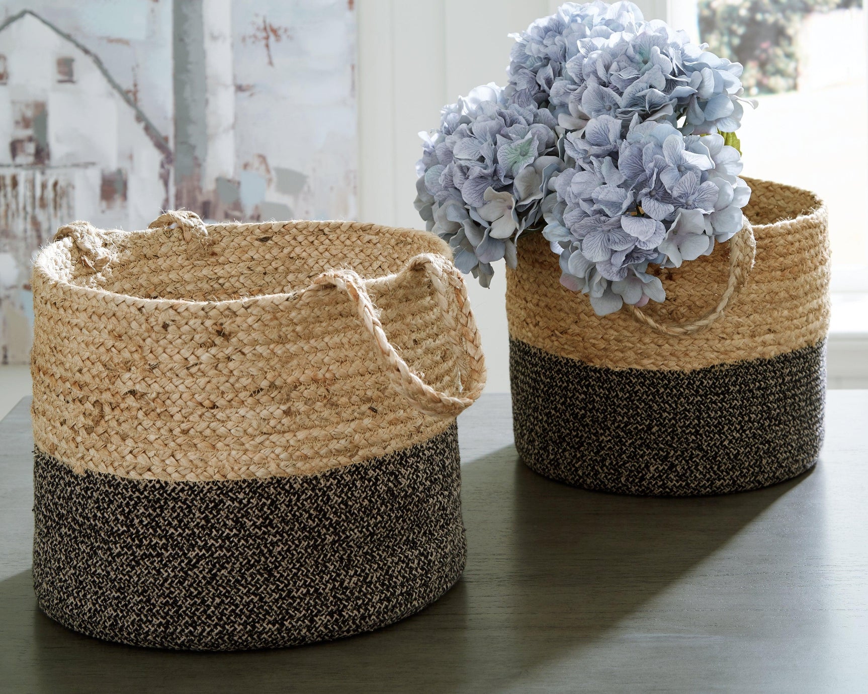 Parrish Natural/black Basket (Set Of 2) - Ella Furniture