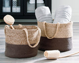 Parrish Natural/charcoal Basket (Set Of 2) - Ella Furniture