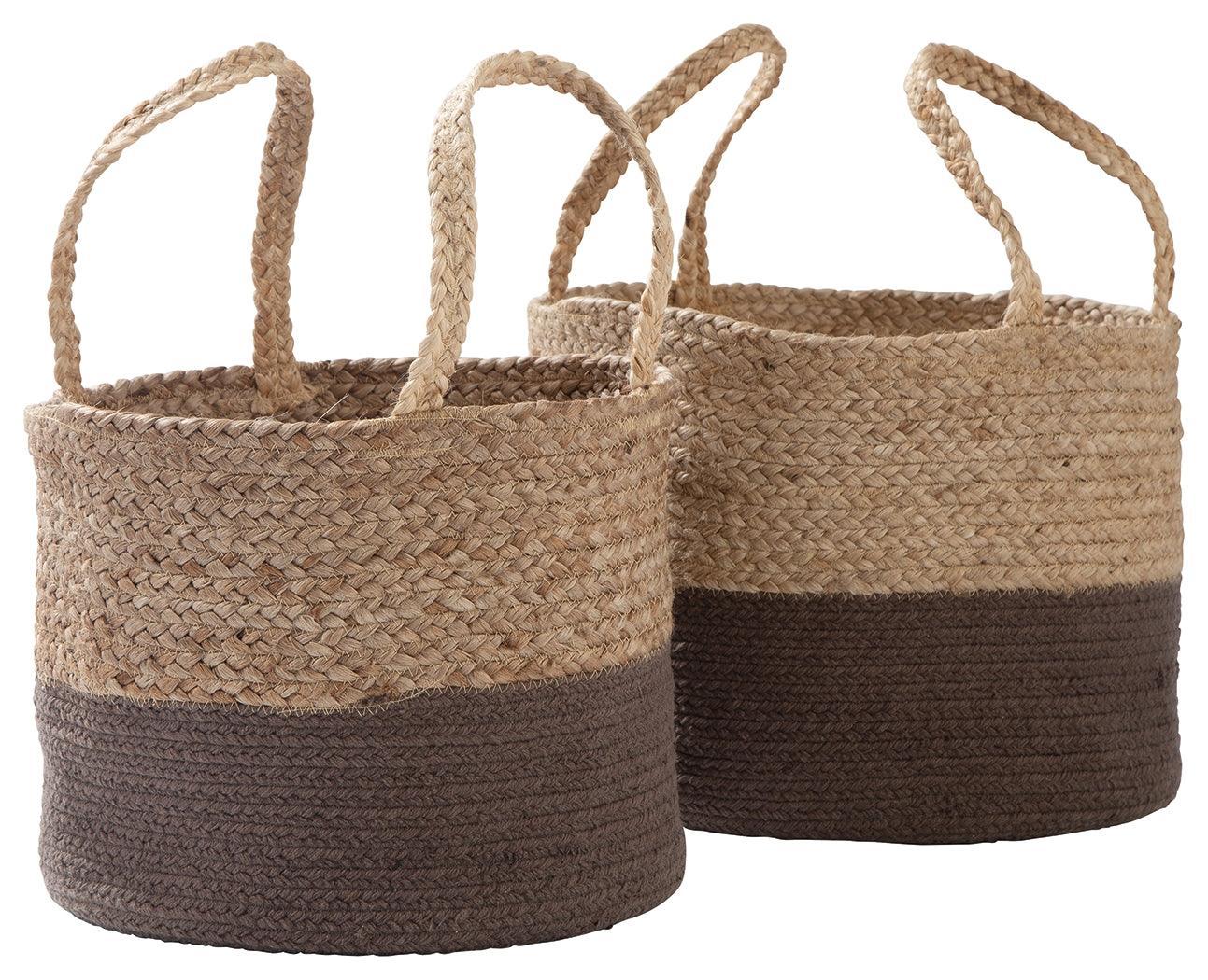 Parrish Natural/charcoal Basket (Set Of 2) - Ella Furniture