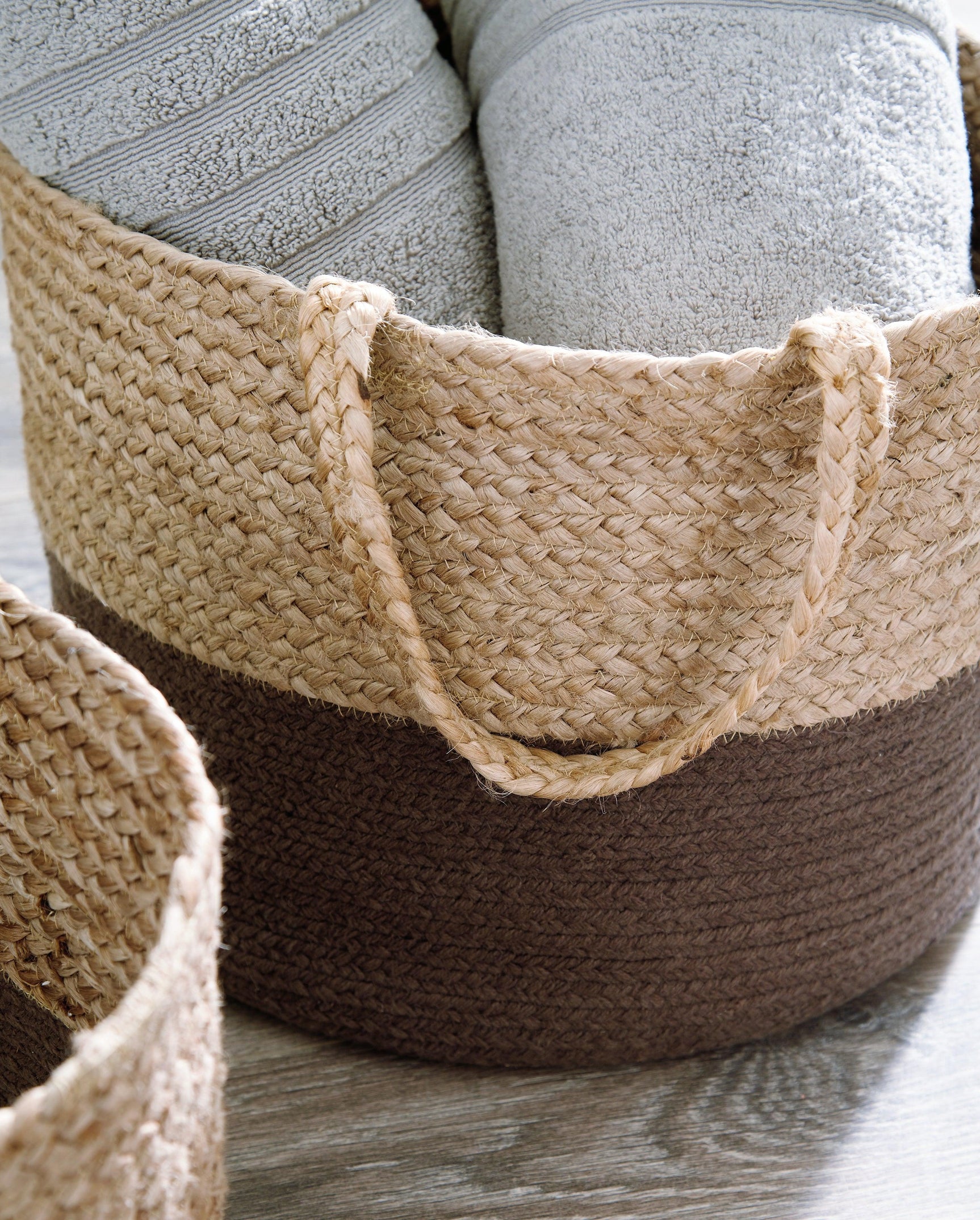 Parrish Natural/charcoal Basket (Set Of 2) - Ella Furniture