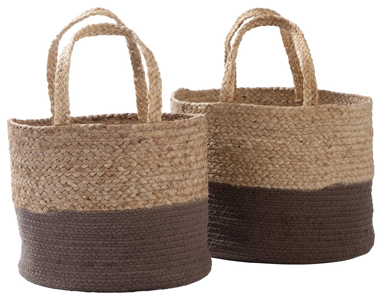 Parrish Natural/charcoal Basket (Set Of 2) - Ella Furniture