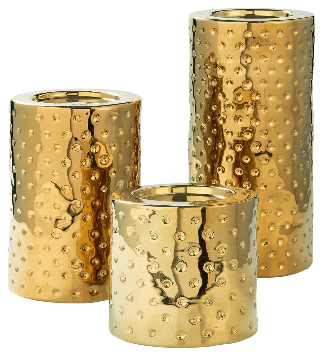 Marisa Silver Finish Candle Holder (Set Of 3) - Ella Furniture