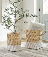 Winwich Antique White/Brown Basket (Set Of 2) - Ella Furniture