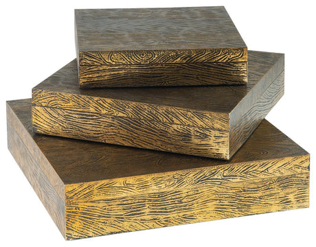Keldy Antique Brass Finish Box (Set Of 3) - Ella Furniture