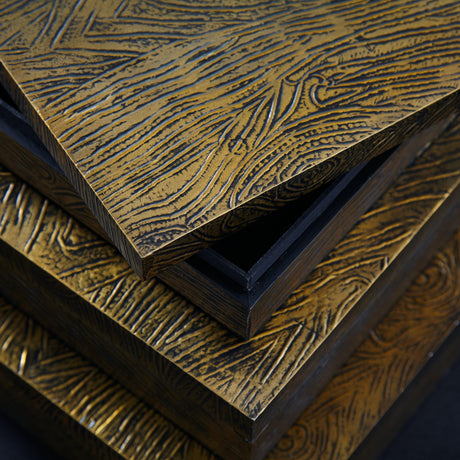 Keldy Antique Brass Finish Box (Set Of 3) - Ella Furniture